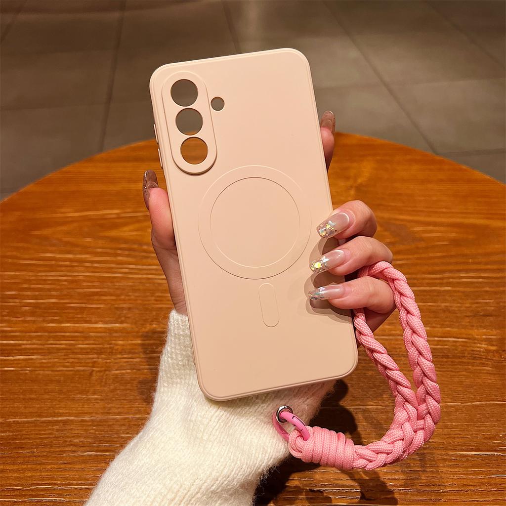 Silicone Wrist Strap Phone Case for Samsung Galaxy A17 A06 A16 A26 A36 A56 A05 A05S A15 A35 A55 for Magsafe Protective Cover