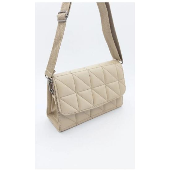 

Кремовая стеганая женская сумка на ремешке с ремешком