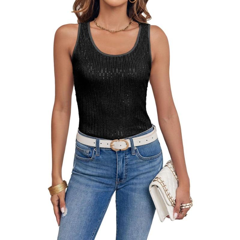 Top Casual de Moda Feminino Sólido com Lantejoulas Brilhantes Festa Rave Festa Costas