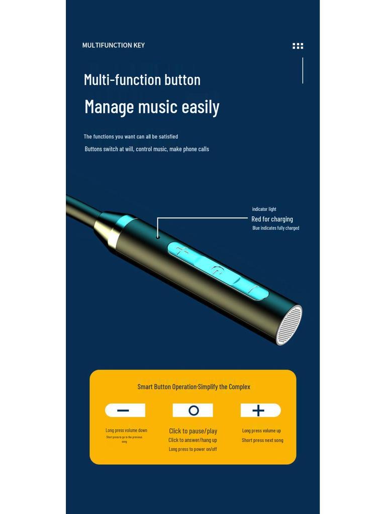 Wireless Bluetooth Neckband Headphones with Long Battery Life
