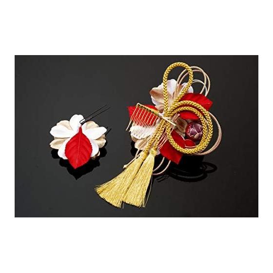 SOUBIEN Coming-of-Age Ceremony Hair Accessories, Graduation 2-Piece Set, Cherry Blossom Flower Corsage, Kumihimo Braided Cord, Ball Ornament, Comb &