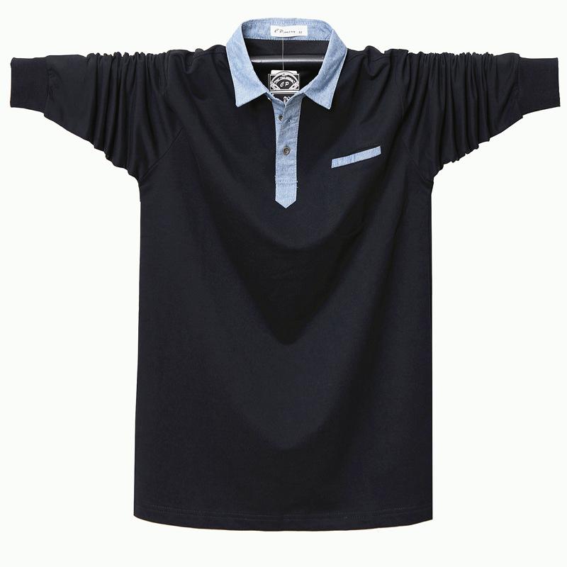 Neues lockeres Plus Herren Business Feuchtigkeitstransportierendes Freizeit-Langarm-Revers-T-Shirt Leichtes, weiches, knitterfreies, atmungsaktives Baumwoll-Poloshirt