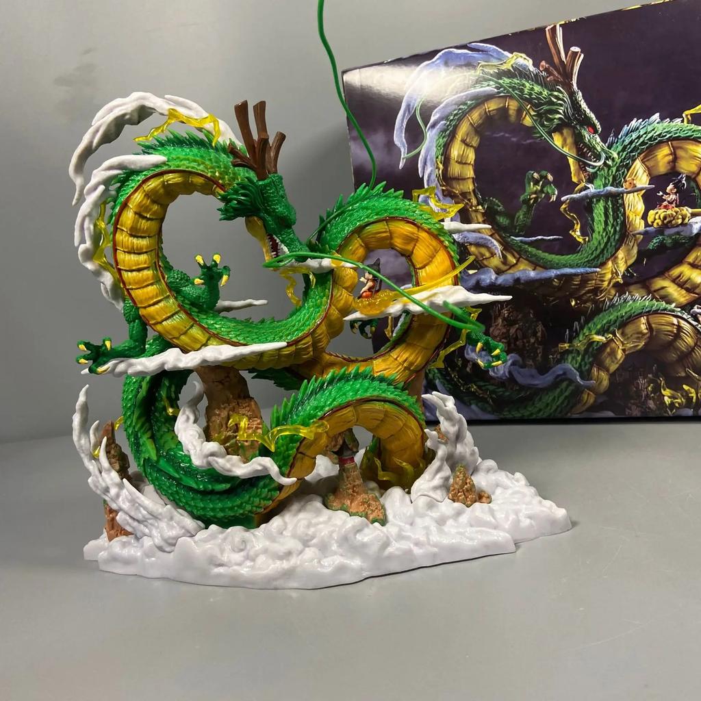 21cm Dragon Ball Animation Character Dragon-shaped Hand-made Wukong Statue Collection Model Decorative Toy Gift PVC and Round Sensory Durable Bouncy