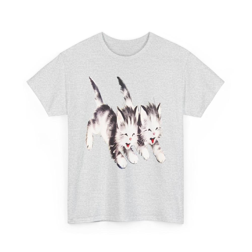 

vintage kitten twins illustration stretched reproduction tshirt 3XL