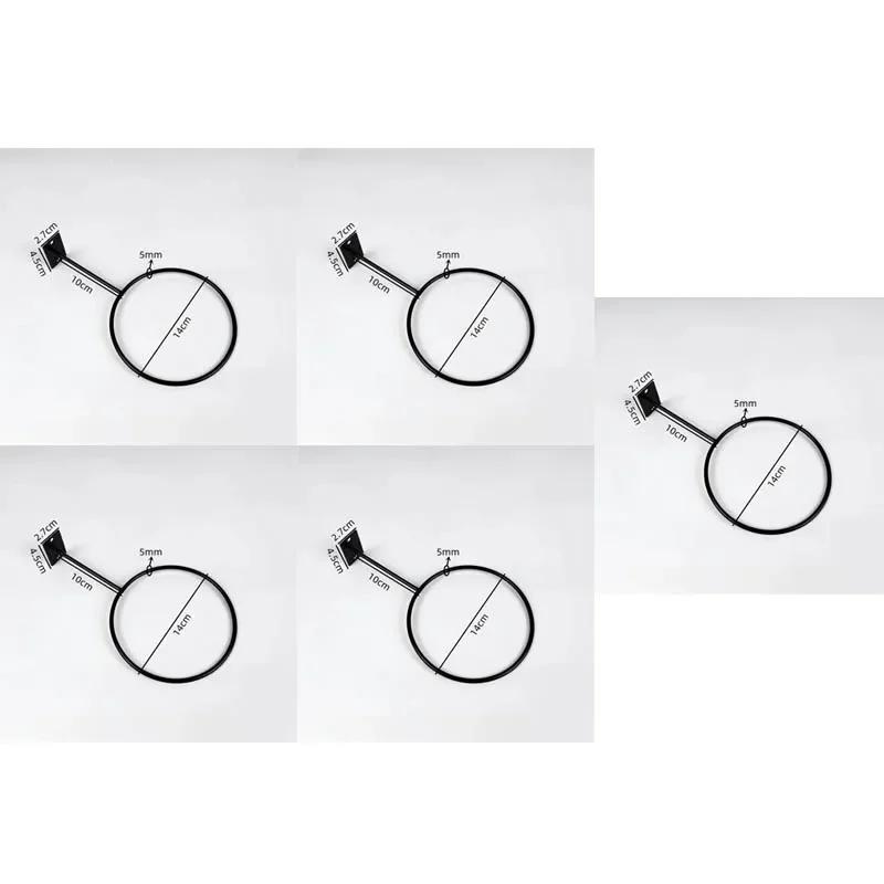 5 шт Стойка для хранения мячей Настенная полка Стойка для баскетбольных мячей для домашнего хранения Витрина магазина Настенные держатели для мячей Подставка с винтами чёрный 2240₽