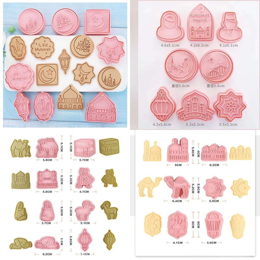 6/8pcs Cookie Cutter Eid Mubarak Biscuit Mold DIY Baking Tool Islamic Muslim Party Decoration Supplie Baking Kitchen Accessories
