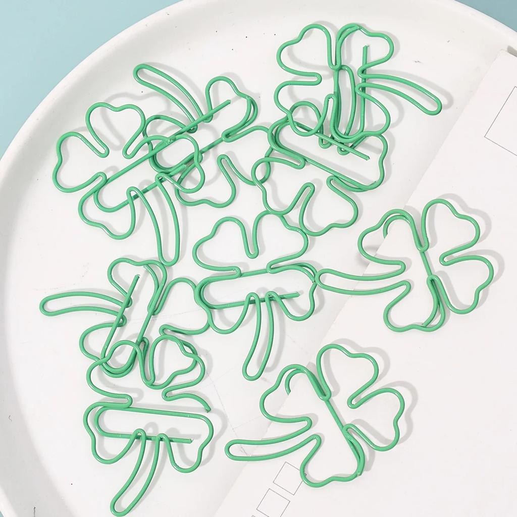 10-50 Stück Niedliche Glücksklee-Büroklammern Metall-Büroklammern für Lesezeichen Notizen Fotos Organizer-Clips Bindeklammer