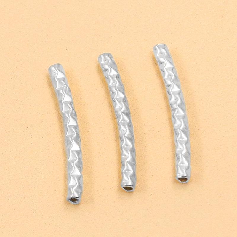 DIY Jewelry Materials: 2-Color Stainless Steel Embossed Bent Tube Beads & Accessories