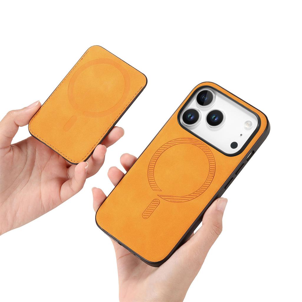 For iPhone 17 Pro Magnetic Case Detachable Card Bag Leather Back Cover with Kickstand