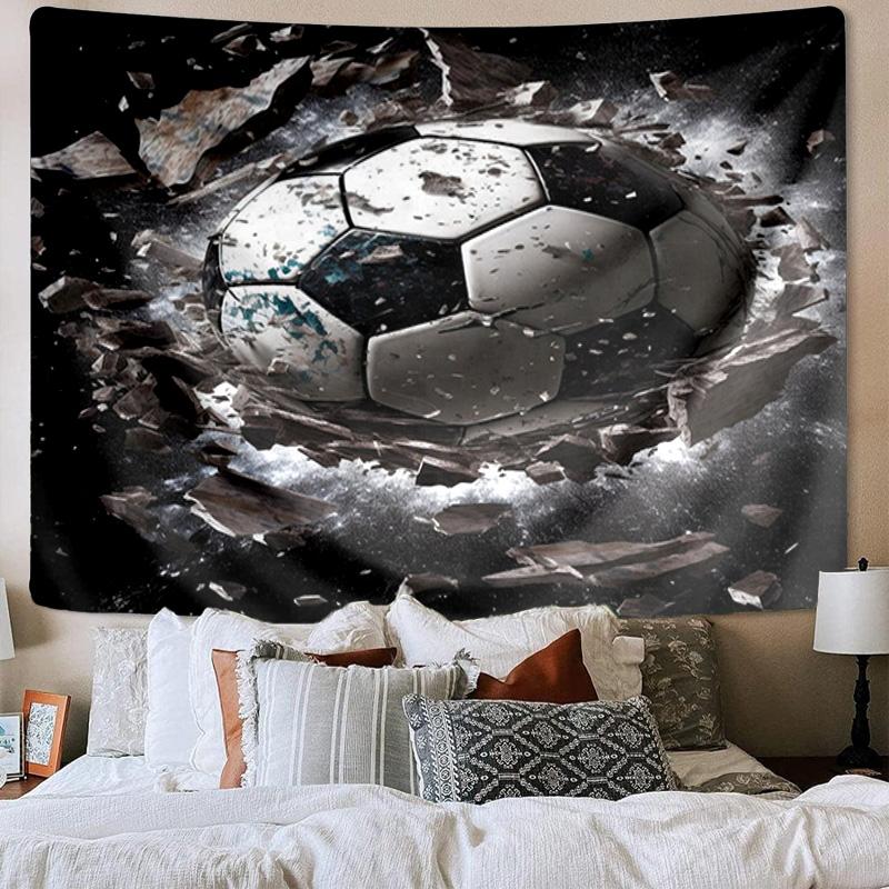 Flaming Soccer Ball Tapestry Room Decoration Wall Hanging for Living Room Bedroom, dormitory, Birthday and Christmas gifts