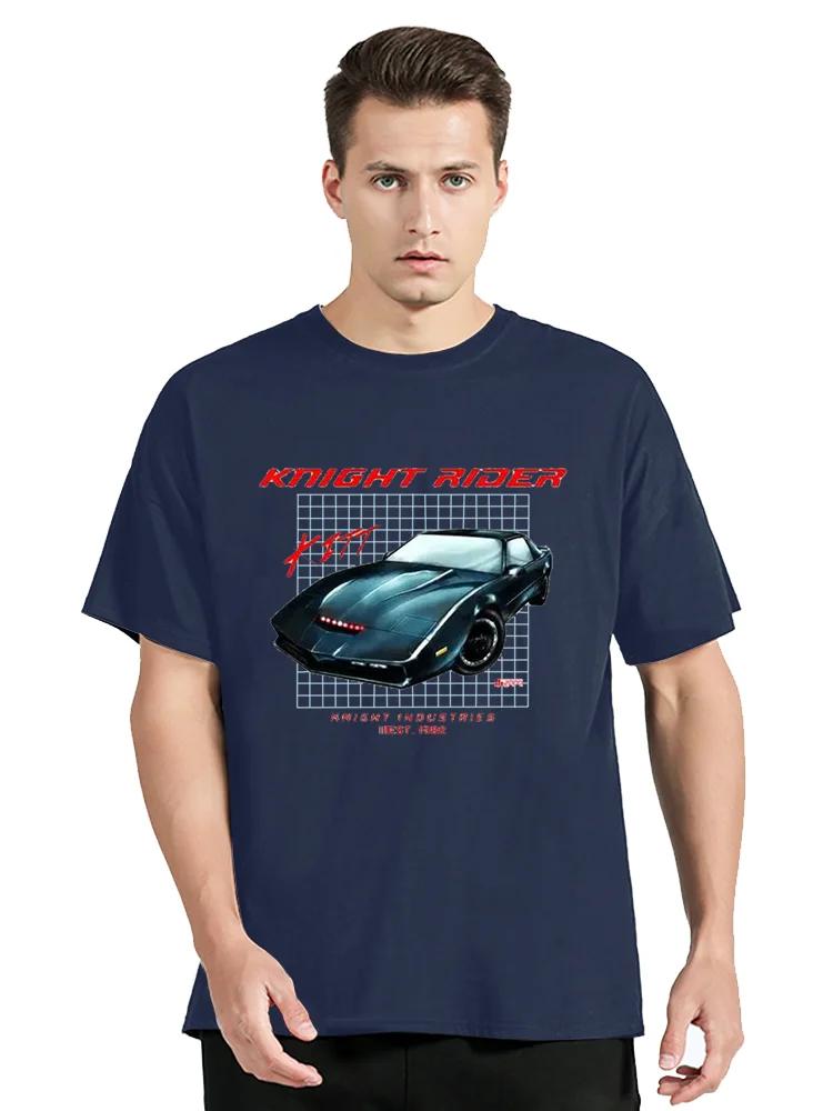 T-Shirt For Men Knight Rider 1982 Kaus Mobil David Bowhoff Knight Industry Kitt Firebir T Shirt Clothing Oversized Tshirt Tees
