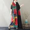 DIMANAF 2025 Summer Women Plus Size Dress Basic Casual Dress Loose Printing Long Beach Short Sleeve Dress