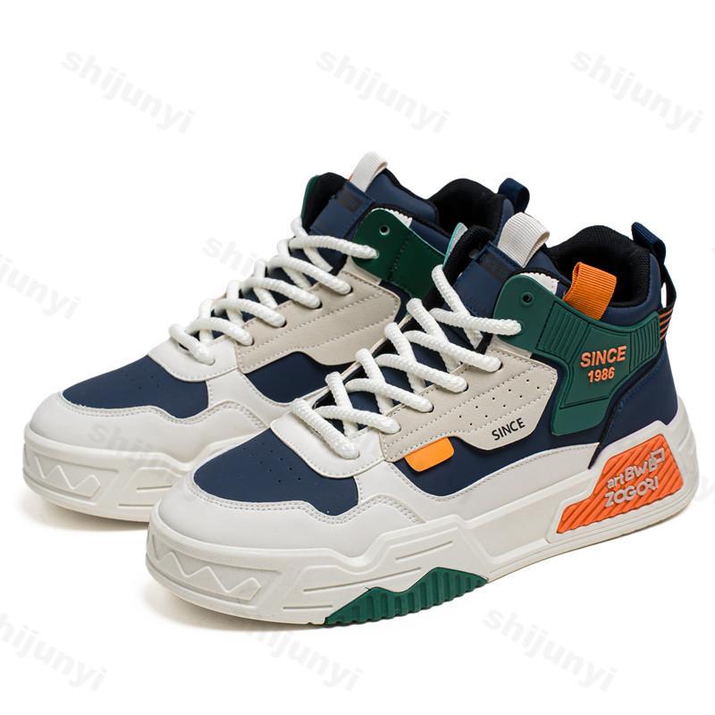 

Casual Sports Shoes for Men 2026 Spring New Thick Soled High Top Fashi Trend Shoes Comfortable Color Blocked Platform sneakers 44 зелений
