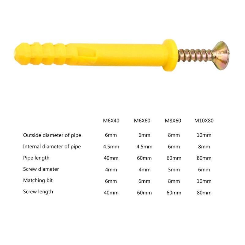 Industrial Grade Small Expansion Screws Masonry Screws & Wall Plugs Set 100pcs