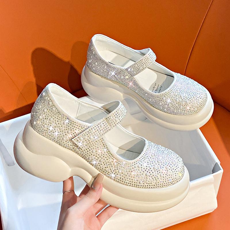 Summer New Casual Platform Sneakers Luxury Water Diamond Sandals Explosive Velcro Mary Jane Women's Shoes Designer Beach Sandals