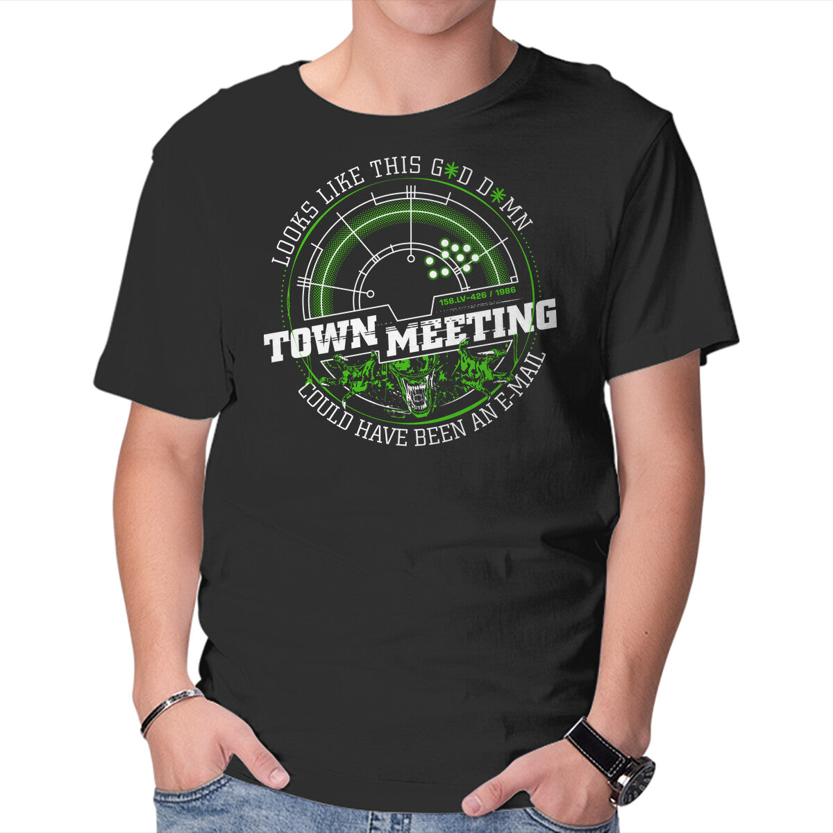 Unisex Crew Neck T-Shirt Town Meeting Graphic Short Sleeve Casual Tee XS