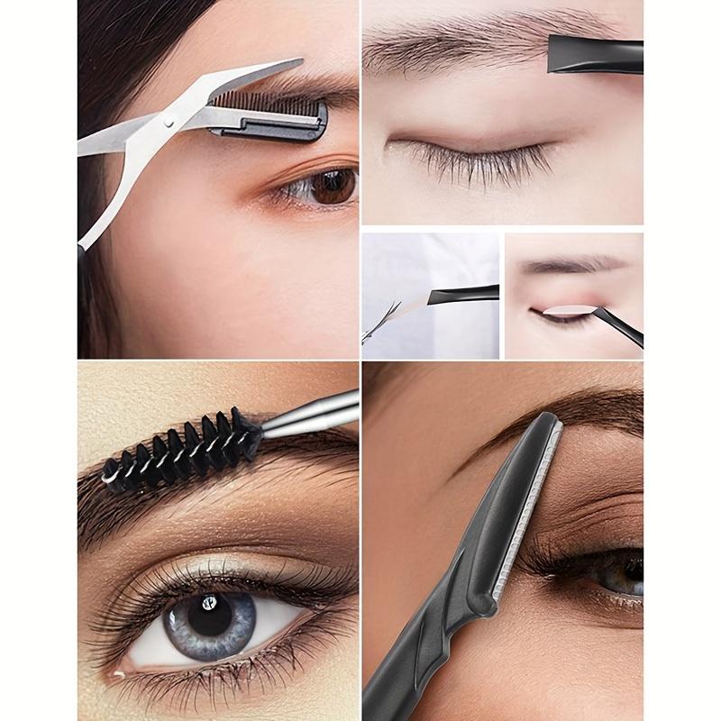 5 black facial eyebrow trimming tools, specialized eyebrow trimming scissors set