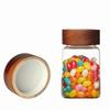 Screw Airtight Seal Glass Storage Jar with Wood Lid Multi-Purpose Tea Coffee Beans Containers Durable Clear Glass