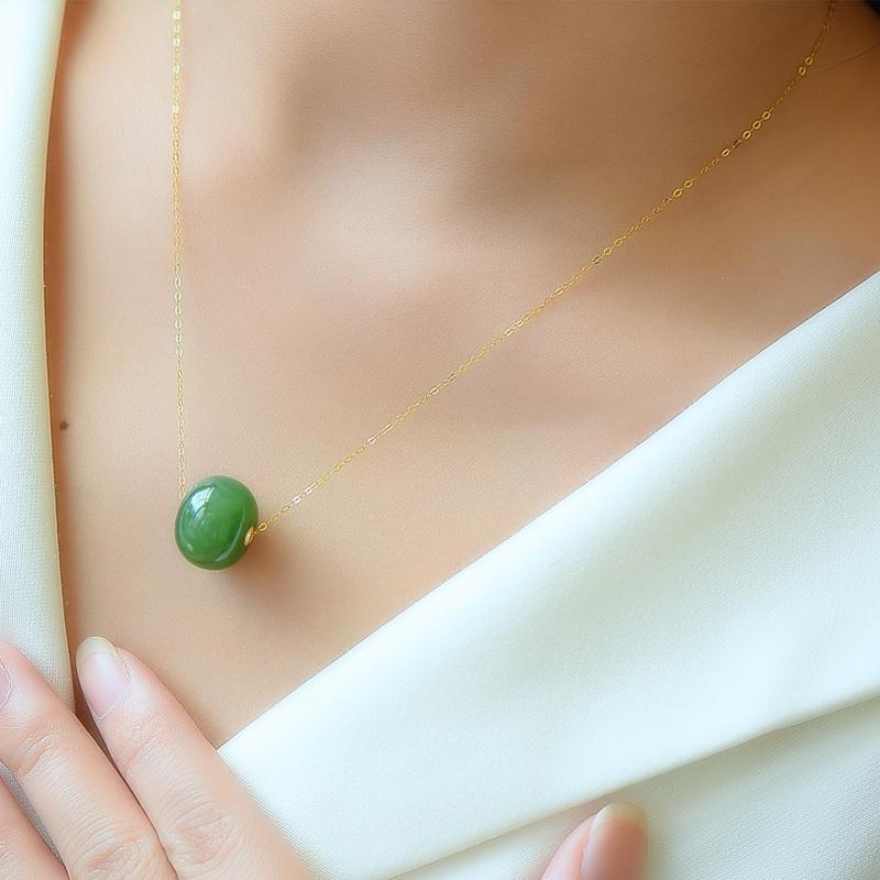 Creative New Design Natural Hetian Jasper Bead Pendant Ladies Necklace Simple And Fresh National Style Jewelry