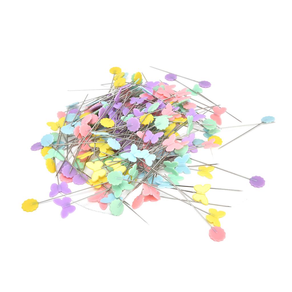 200Pcs Flower Button Head Pins Cute Flower Butterflies Colorful DIY Decorative Positioning Pin for