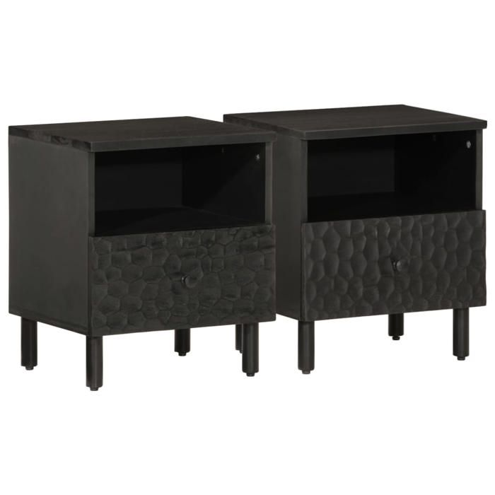 VidaXL Tables de Chevet 2 pcs, Armoires de Lit avec Pieds, Tables de Nuit, Armoires de Nuit Chambre, Moderne, Noir Bois de 356826