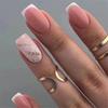 24 Stück Mittellange Acryl-Press-On-Nägel French Tip Falschnägel Set Abnehmbare Künstliche Nagelspitzen für Damen