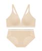 Geseueondeoweeo Cool Mesh Fusing Wireless Bra And Panty Set - Beige