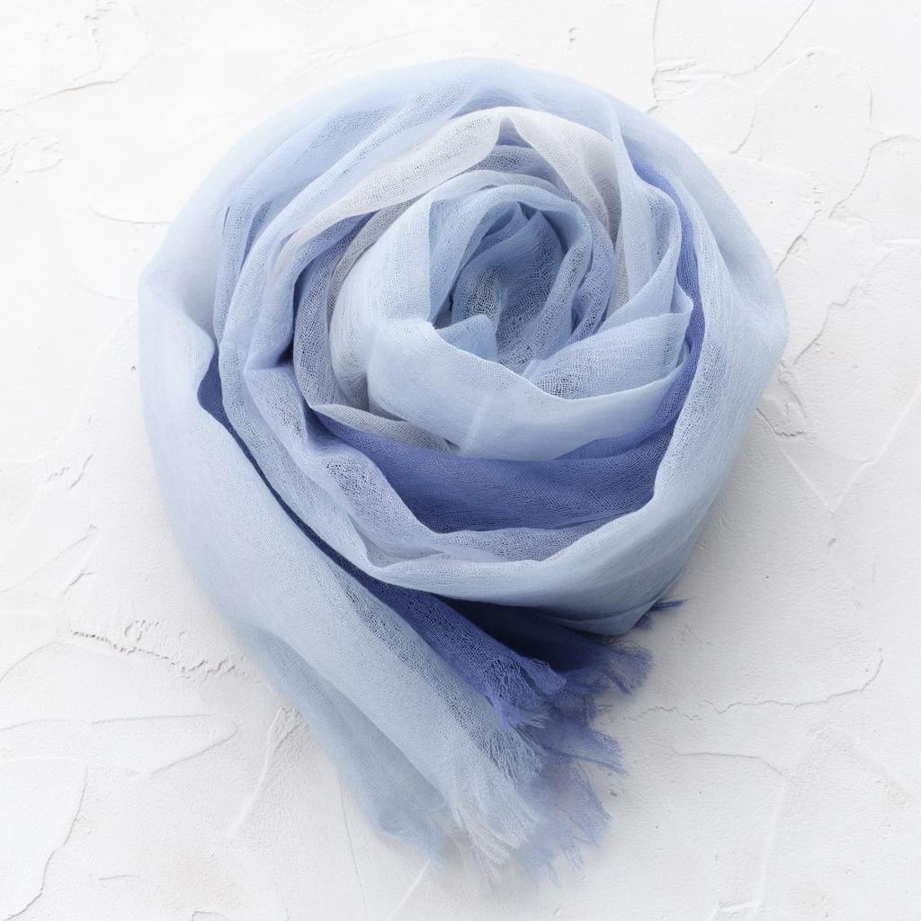 Airy Cashmere Gradient 150cm X 30g [CEREALS] 100% Stole, Lightweight, 70cm, Approx. (Blue)