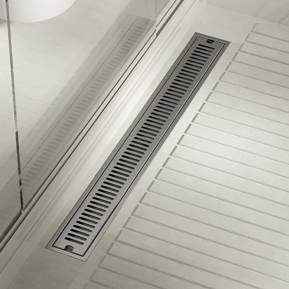 Grey Shower Floor Drain for Bathroom Balcony 304 Stainless Steel Long Linear Rapid Drainage Side Floor Drains 20 30 40 50 CM