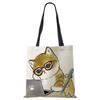Cat Cartoon Canvas Shoulder Bag Women Print Harajuku Casual Shopping Tote Bag Reusable Large Capacity Folding Handbag CLE