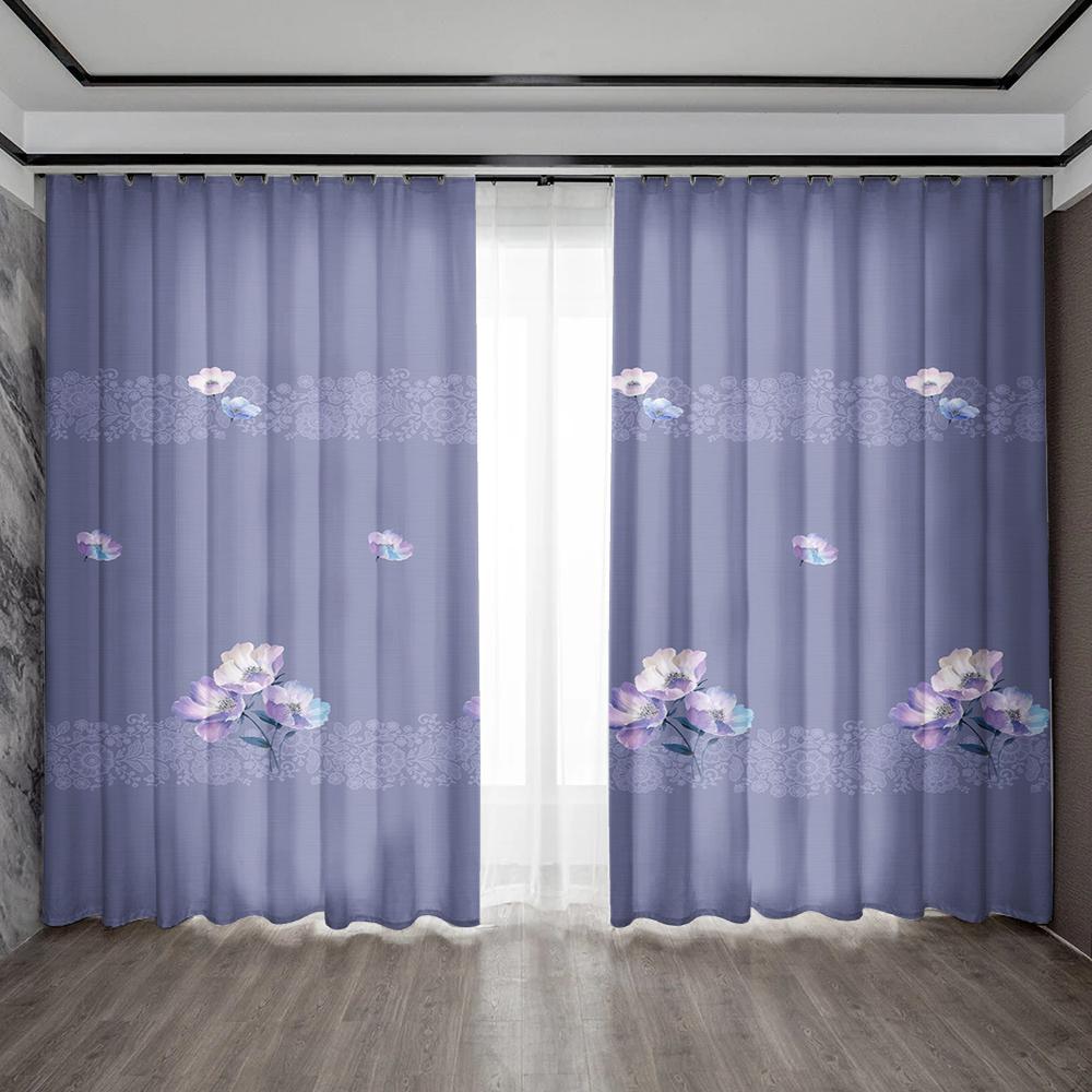 

2 шт. Шторы для украшения дома с фиолетовыми карнизами, для кухни, кофейни, гостиной, балкона, сада 75x166cm&Without mount
