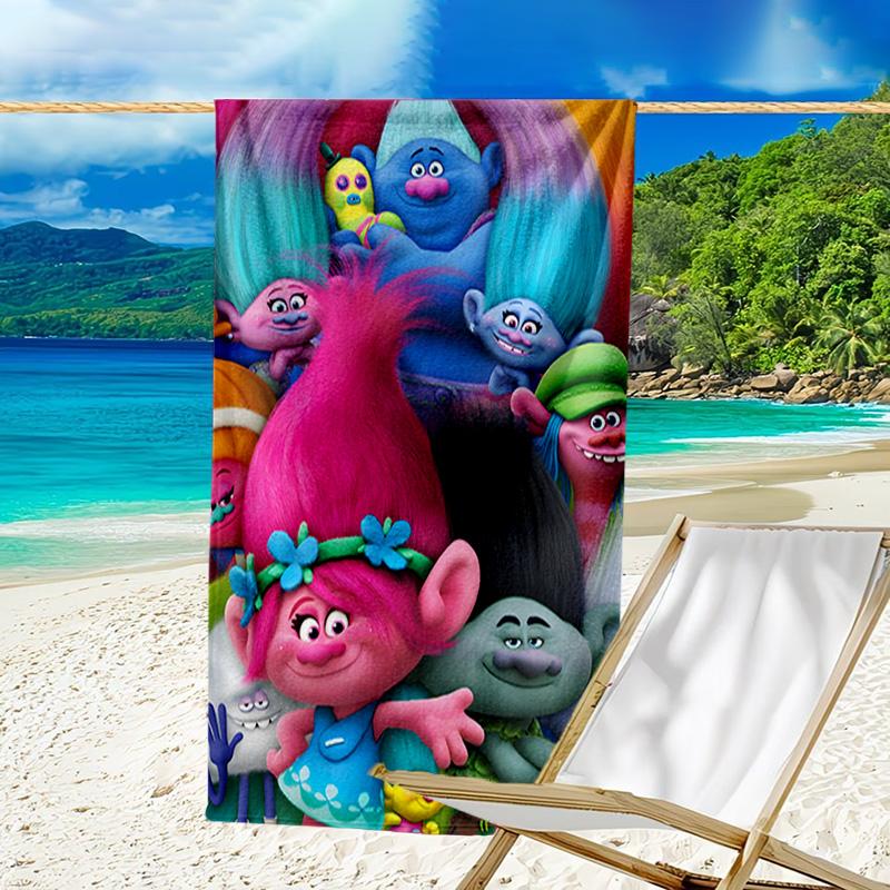 1pc Trolls Beach Towel, Beach and Seaside Swimming Pool Equipment, Fashion Pattern, Rectangular, Travel Essentials