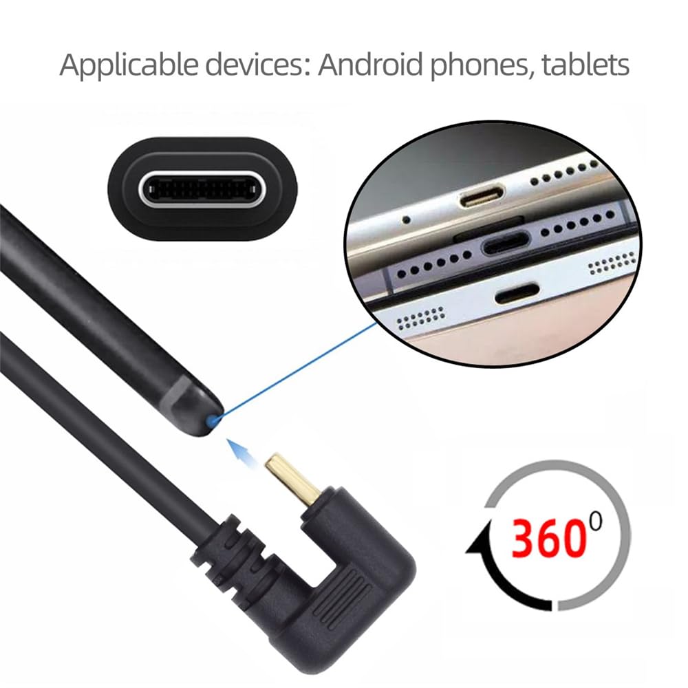 xiwai to Type C Male to Male USB Power and Data Opposite Back for and Mobile Phones Left-Angled Type-A USB-C 3.0 Cable, 480Mbps, Black, U-Shaped