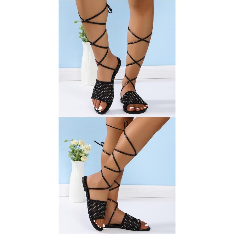 Sandali da Donna Casual Bassi con Cinturino ad Anello alla Caviglia, Taglia Grande