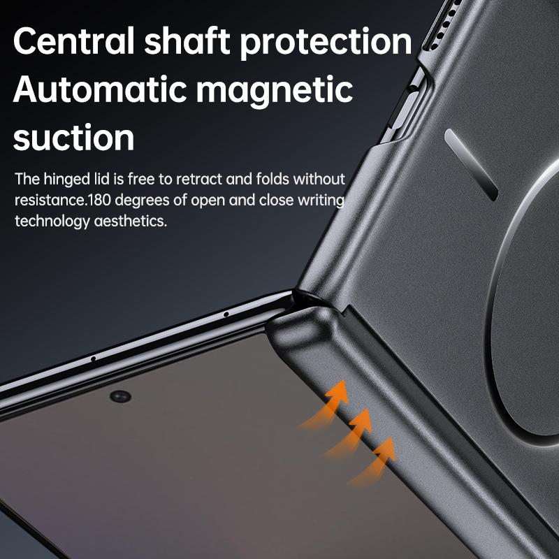 Luxury Metallic Paint Magnetic Phone Case for Samsung Galaxy Z Fold 7 6 5 4 ZFold7 ZFold6 for Magsafe Hinge Protective Cover