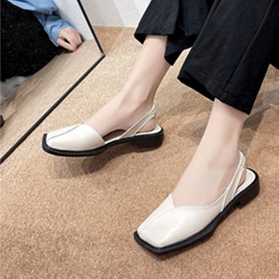 Spring and Summer Footwear Plus Size Lightweight Soft-soled Low-heeled Sandals with Square Head and Empty Shoes.
