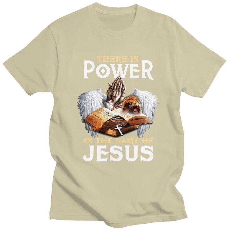 Custom Trendy Power In The Name Of Jesus T Shirt Men Short Sleeves 100 Cotton Tshirt Christian Faith Tee Tops Fashion Tshirts