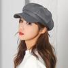 Beret Cap Faux Leather Adjustable Octagon Faux Leather Hats for Party