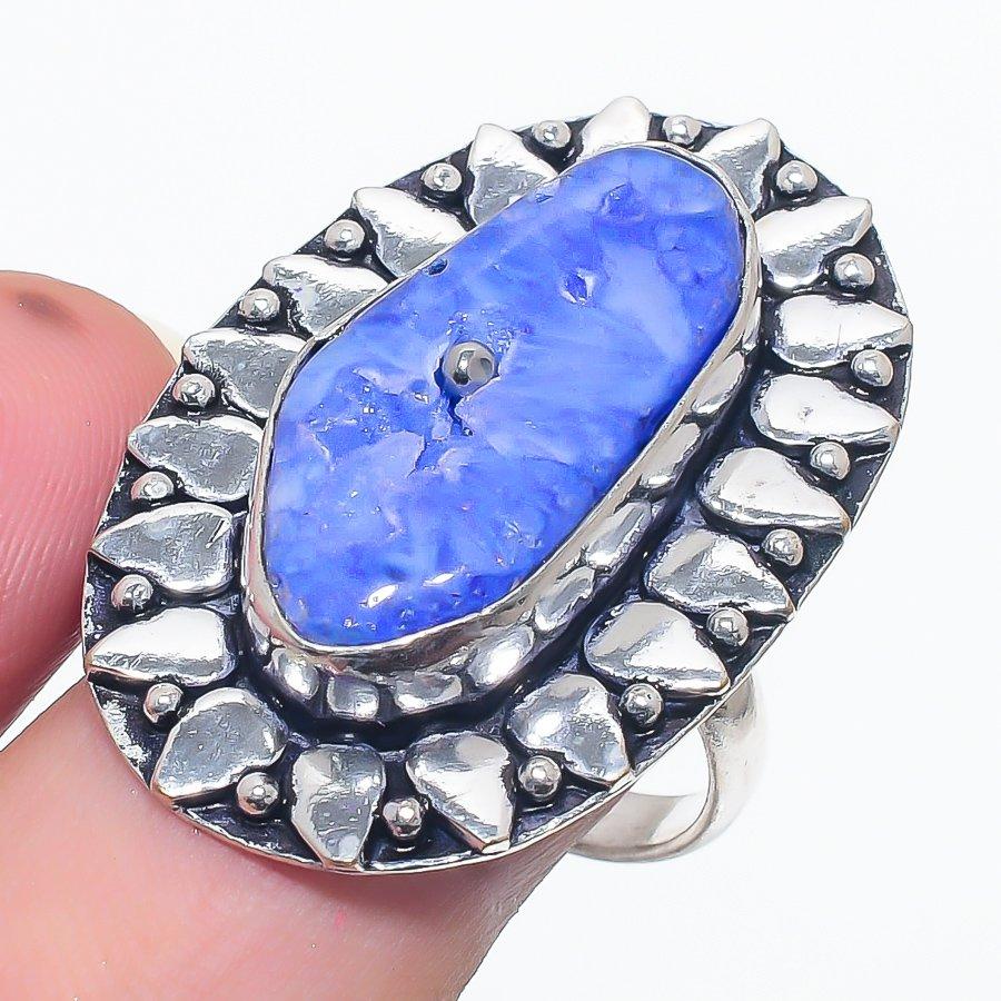 

Natural Purple Druzy Slice Gemstone 925 Sterling Silver Ring Size 9.5 N3n66