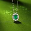 Tancise Women 925 Silver Lab Emerald Fashion Necklace Pendant Gift