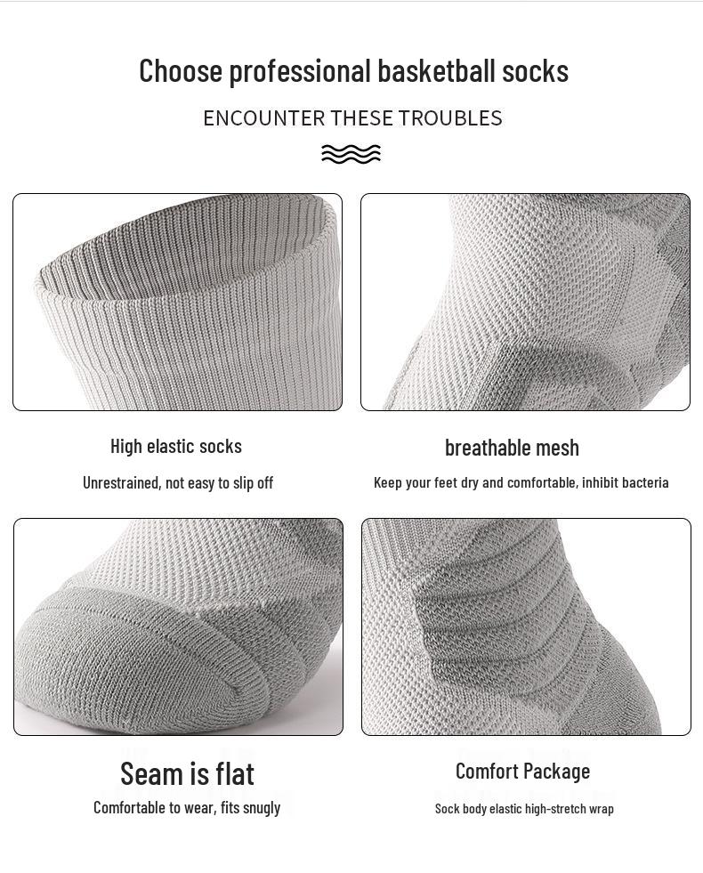 Elite Performance Mid-Calf Basketball Socks for Men & Women – Wear-Resistant, Terry Bottom, Ideal for Running and Sports