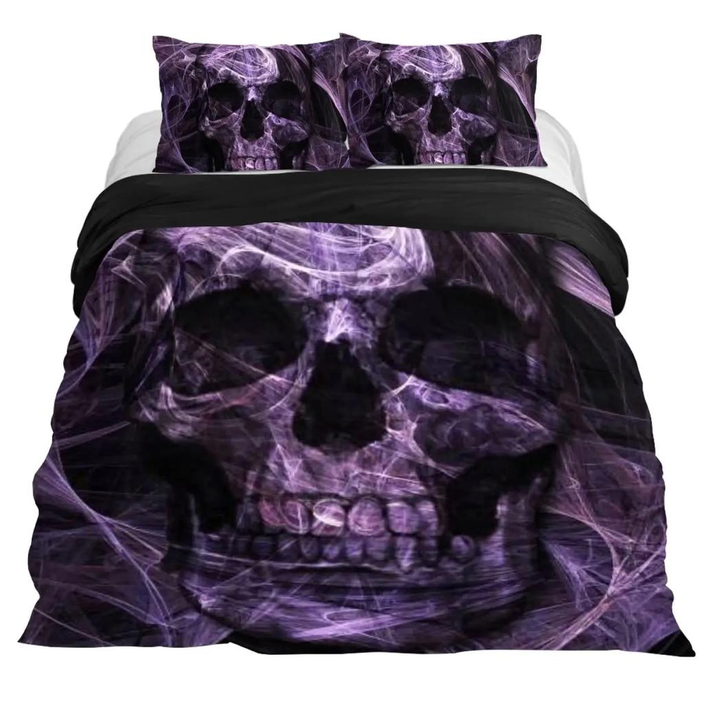 Lucifer Morningstar Satanic Duvet Cover Set Satanic Bedding Set Full Size Queen Size,Gothic Skull Bedspreads Comforter Cover Set