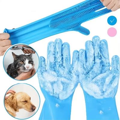 Haustierpflege Badehandschuhe Hund Katze Magische Massierende Shampoo-Bürste Silikon Haarentfernung Reinigungs-Handschuh Spülwerkzeug