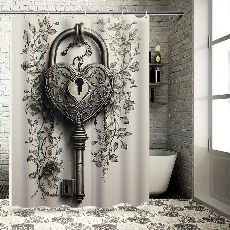 Vintage Heart Lock Shower Curtain | Elegant And Romantic Bathroom Decor