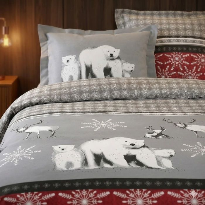 Parure de lit - EDEN - Aigueblanche - Rouge - 220 x 240 cm - 100% coton Oeko‑Tex