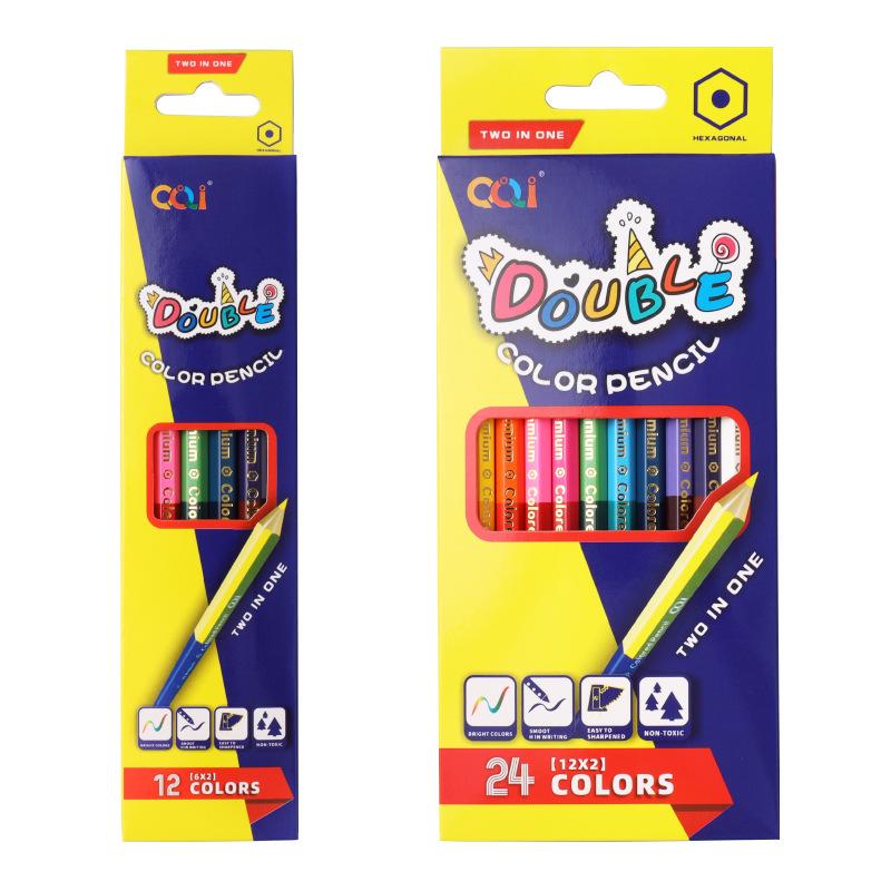 Double-Ended Colored Pencils Set - 24 Colors for Kids and Art Studios