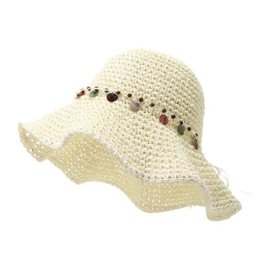 

Women Hat Wide Brim Adjustable Strap Hollow Crochet Straw Hat Breathable Foldable Summer Outdoor Sun Hat слоновая кость