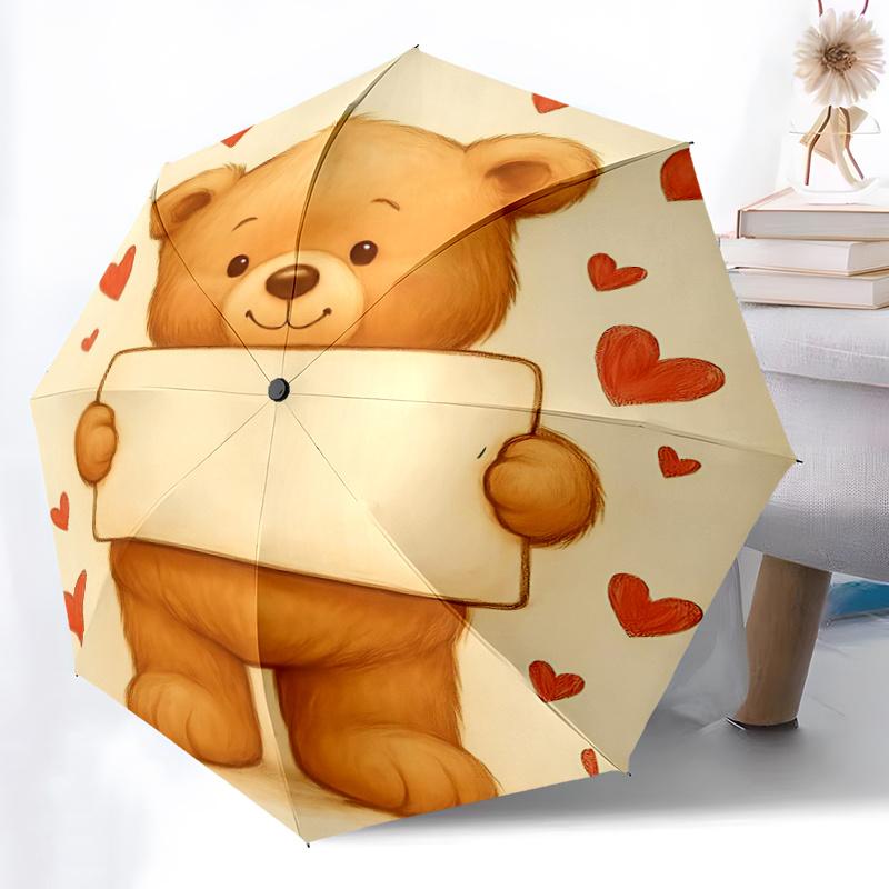 1pc Teddy Bear LoveAutomatic Open/close Umbrella, 8-Rib Sturdy Structure, Portable Travel Umbrella, Parties, Everyday Usec65