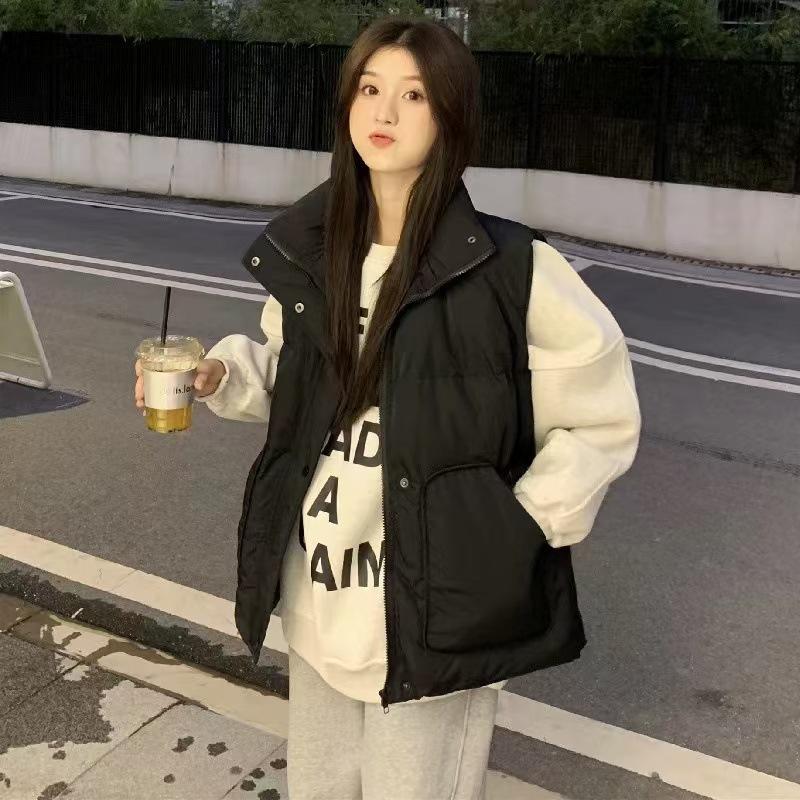 2024 Korean Style Autumn/Winter Down Cotton Vest: Short, Versatile, Sleeveless, Fashionable, and Thickened Outerwear