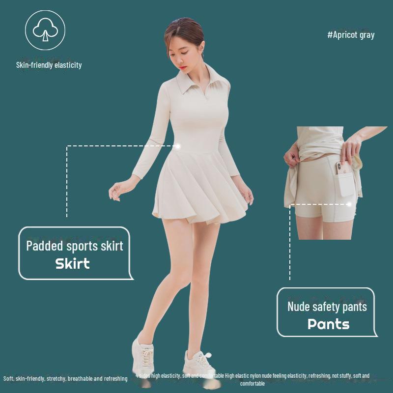 Women's 2025 Autumn High-End Sports Polo Dress: Badminton, Tennis, Golf Casual Skirt